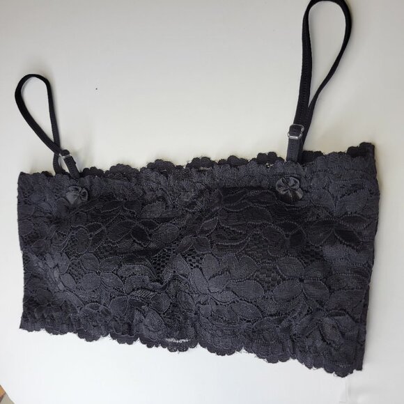 Sexy Black Bralette Crop Top Lace Bandeau Adjustable Straps Removable Pads - NEW - Picture 12 of 12